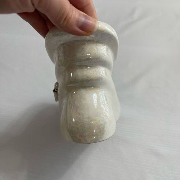 Lefton Pixie Fairy Elf Iridescent Luster Elf Boot Shoe Planter 6” X 4 Vtg Japan - Picture 6 of 9